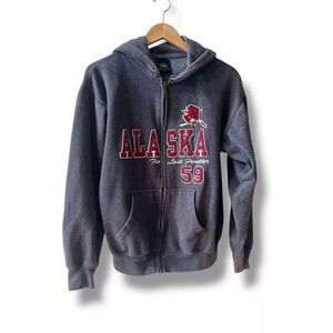 Alaska Zip-Up Jacket Unisex Small Medium Gray Red Gorpcore